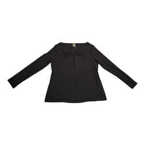 Women's Anne Klein Black Mesh Sleeve Top Size 16